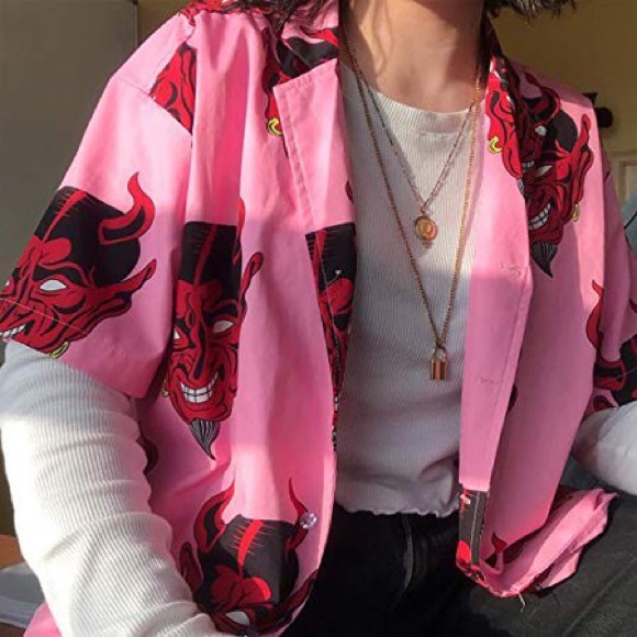 Pink devil button down shirt - Picture 2 of 5